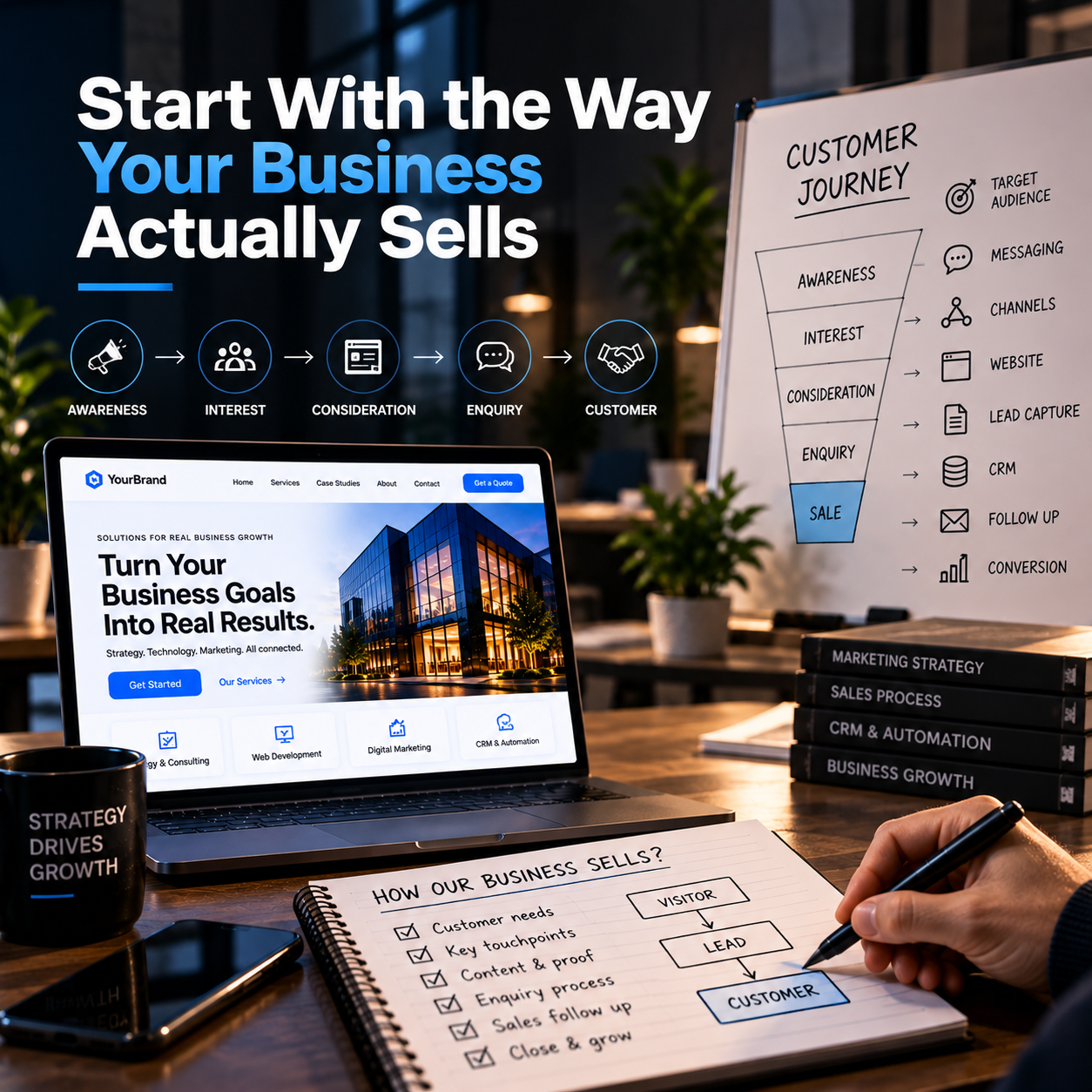 start with how you will sell
